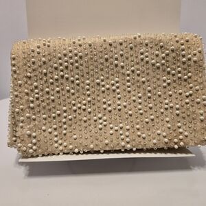 Chic Beaded Tan Clutch